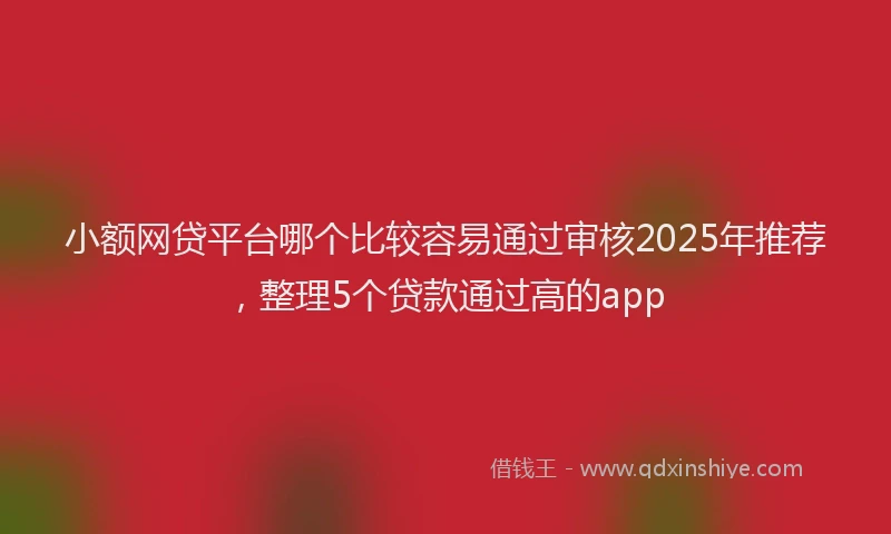 小额网贷平台哪个比较容易通过审核2025年推荐，整理5个贷款通过高的app