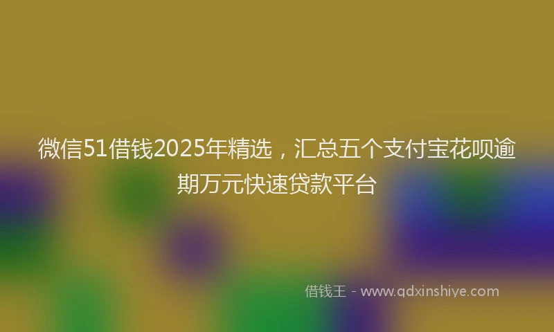 微信51借钱2025年精选，汇总五个支付宝花呗逾期万元快速贷款平台