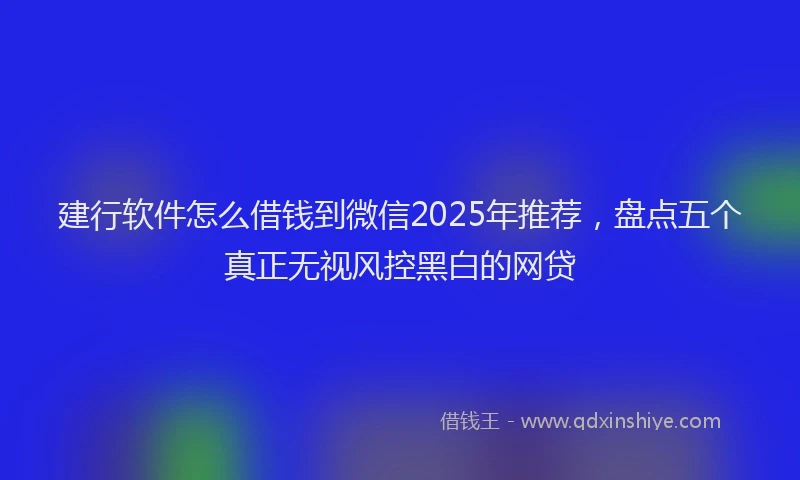 建行软件怎么借钱到微信2025年推荐，盘点五个真正无视风控黑白的网贷