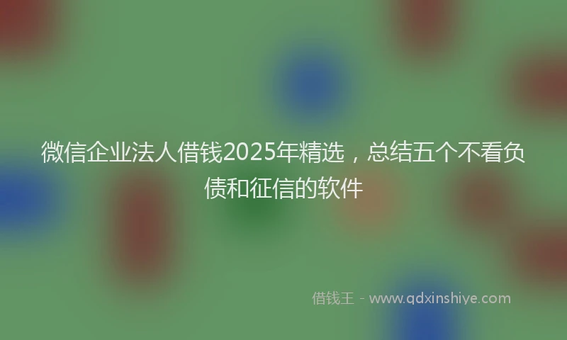 微信企业法人借钱2025年精选，总结五个不看负债和征信的软件