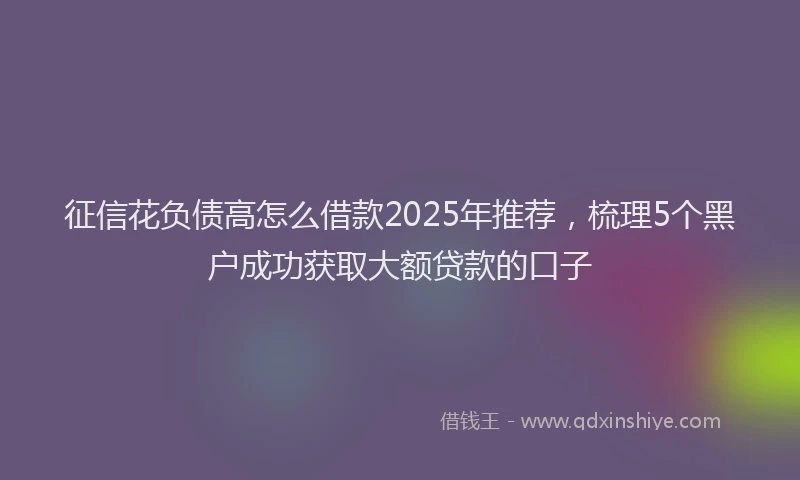 征信花负债高怎么借款2025年推荐，梳理5个黑户成功获取大额贷款的口子