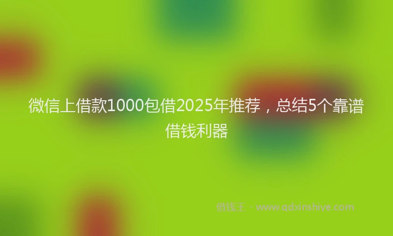 微信上借款1000包借2025年推荐，总结5个靠谱借钱利器
