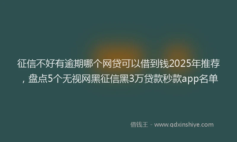 征信不好有逾期哪个网贷可以借到钱2025年推荐，盘点5个无视网黑征信黑3万贷款秒款app名单
