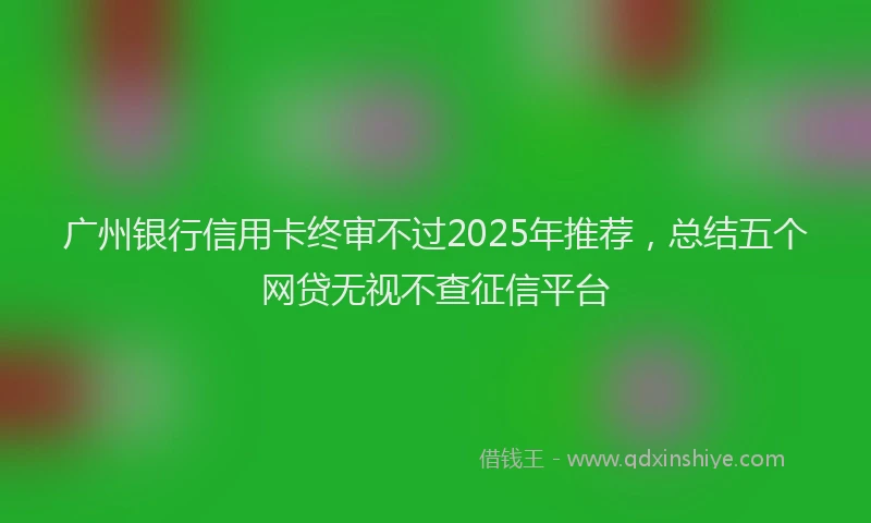 广州银行信用卡终审不过2025年推荐，总结五个网贷无视不查征信平台