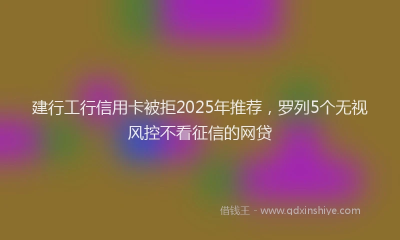 建行工行信用卡被拒2025年推荐，罗列5个无视风控不看征信的网贷
