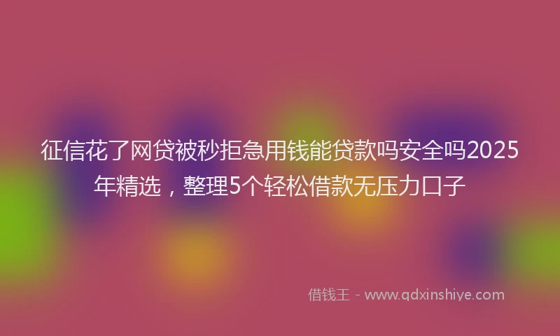 征信花了网贷被秒拒急用钱能贷款吗安全吗2025年精选,整理5个轻松借款无压力口子
