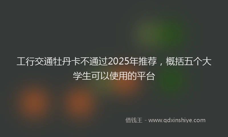 工行交通牡丹卡不通过2025年推荐，概括五个大学生可以使用的平台