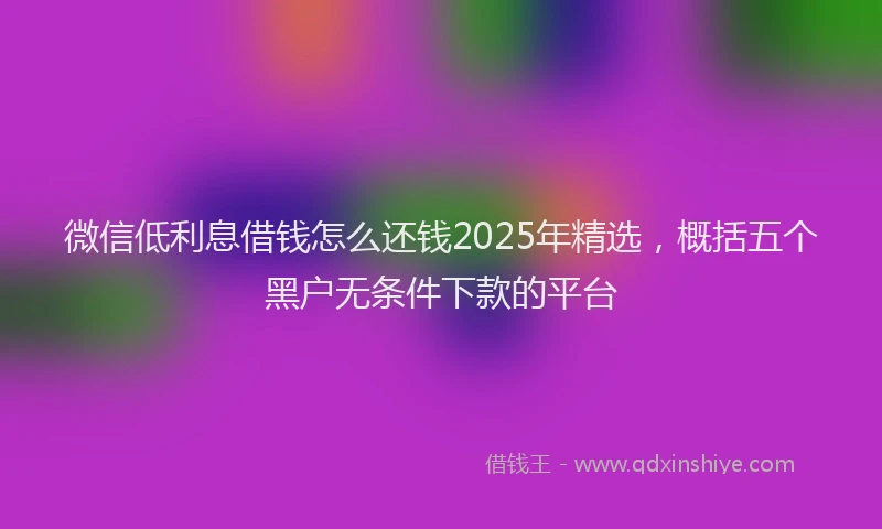 微信低利息借钱怎么还钱2025年精选，概括五个黑户无条件下款的平台