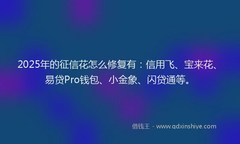 2025年的征信花怎么修复有：信用飞、宝来花、易贷Pro钱包、小金象、闪贷通等。