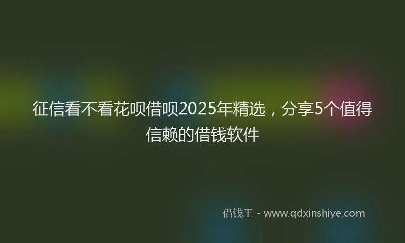 征信看不看花呗借呗2025年精选，分享5个值得信赖的借钱软件