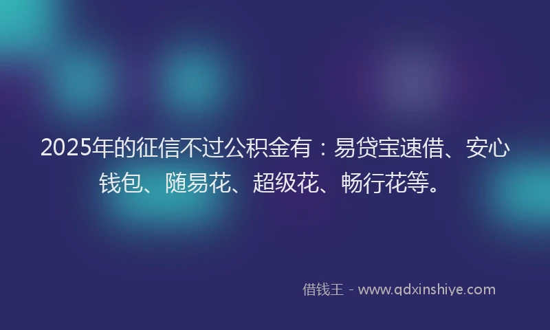 2025年的征信不过公积金有：易贷宝速借、安心钱包、随易花、超级花、畅行花等。