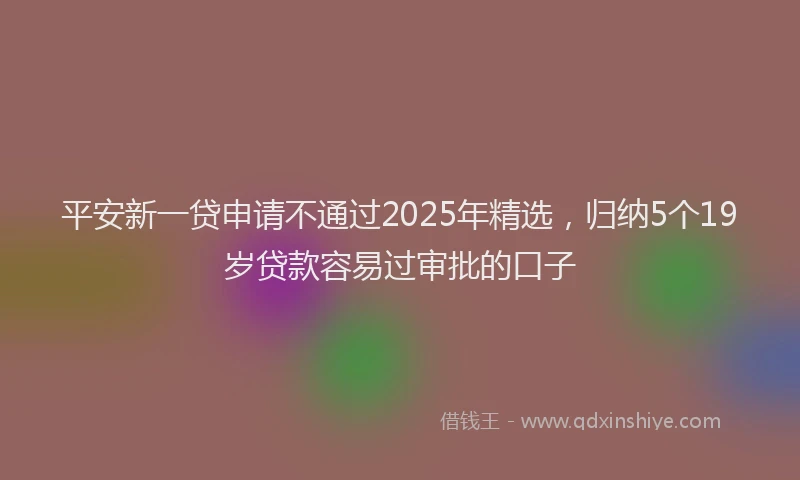 平安新一贷申请不通过2025年精选，归纳5个19岁贷款容易过审批的口子