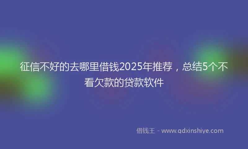 征信不好的去哪里借钱2025年推荐，总结5个不看欠款的贷款软件