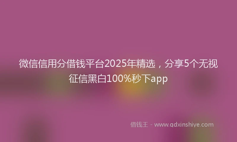 微信信用分借钱平台2025年精选，分享5个无视征信黑白100%秒下app