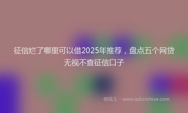 征信烂了哪里可以借2025年推荐，盘点五个网贷无视不查征信口子