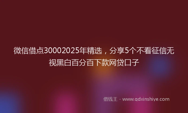 微信借点30002025年精选，分享5个不看征信无视黑白百分百下款网贷口子