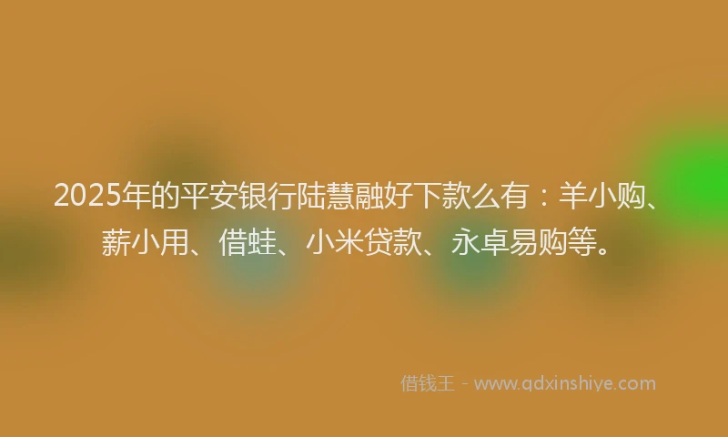 2025年的平安银行陆慧融好下款么有：羊小购、薪小用、借蛙、小米贷款、永卓易购等。