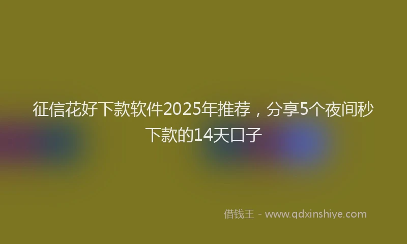 征信花好下款软件2025年推荐，分享5个夜间秒下款的14天口子