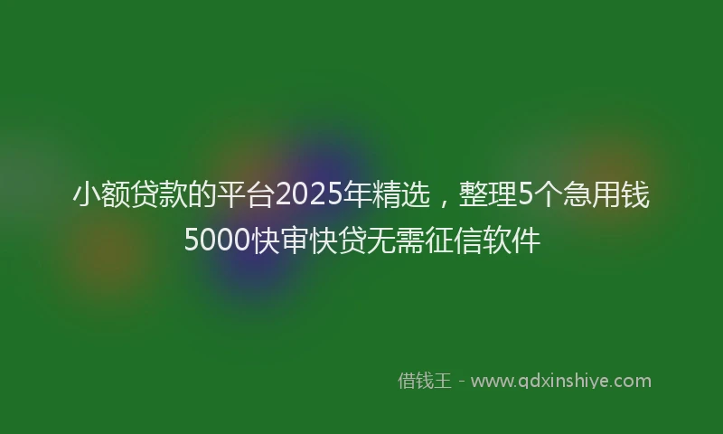 小额贷款的平台2025年精选，整理5个急用钱5000快审快贷无需征信软件