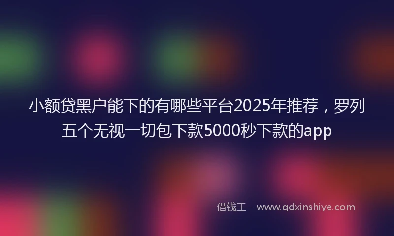 小额贷黑户能下的有哪些平台2025年推荐，罗列五个无视一切包下款5000秒下款的app