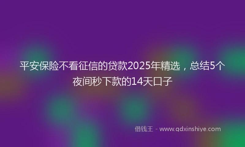 平安保险不看征信的贷款2025年精选，总结5个夜间秒下款的14天口子