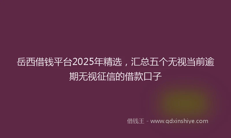 岳西借钱平台2025年精选，汇总五个无视当前逾期无视征信的借款口子