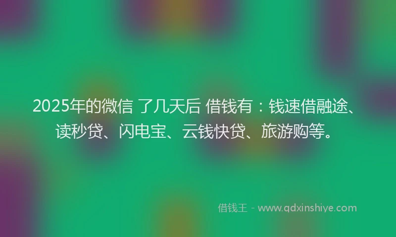 2025年的微信 了几天后 借钱有：钱速借融途、读秒贷、闪电宝、云钱快贷、旅游购等。