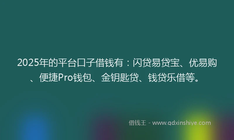 2025年的平台口子借钱有：闪贷易贷宝、优易购、便捷Pro钱包、金钥匙贷、钱贷乐借等。