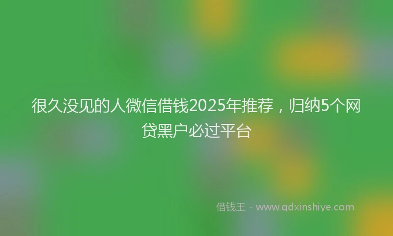 很久没见的人微信借钱2025年推荐，归纳5个网贷黑户必过平台