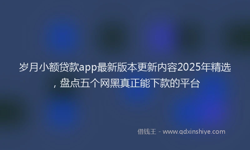 岁月小额贷款app最新版本更新内容2025年精选，盘点五个网黑真正能下款的平台
