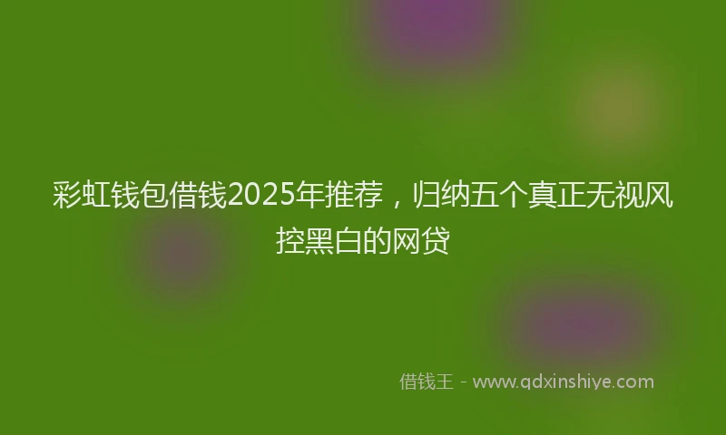 彩虹钱包借钱2025年推荐，归纳五个真正无视风控黑白的网贷