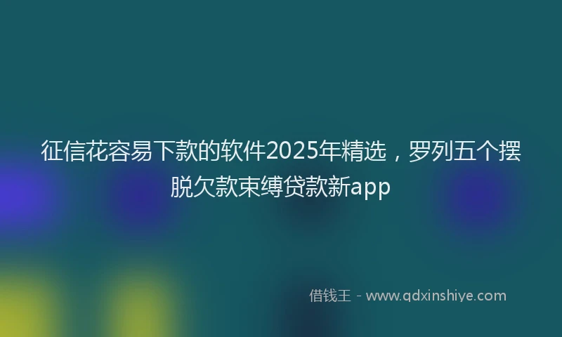 征信花容易下款的软件2025年精选，罗列五个摆脱欠款束缚贷款新app