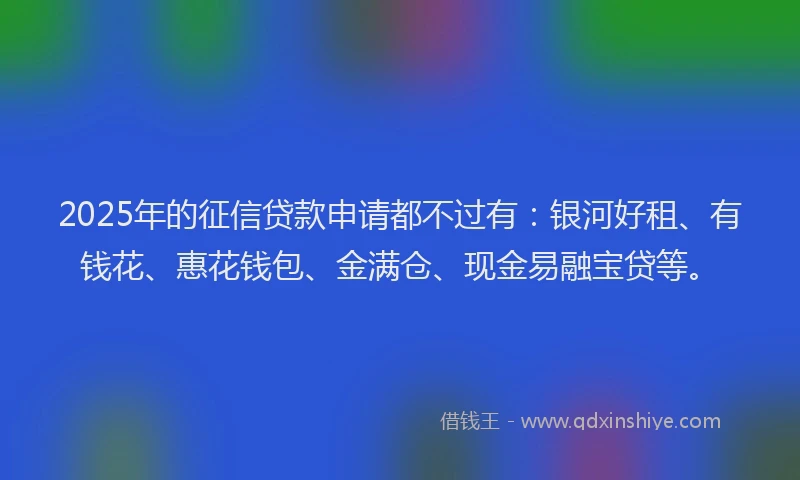 2025年的征信贷款申请都不过有：银河好租、有钱花、惠花钱包、金满仓、现金易融宝贷等。