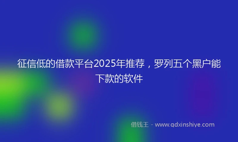 征信低的借款平台2025年推荐，罗列五个黑户能下款的软件