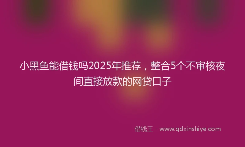 小黑鱼能借钱吗2025年推荐，整合5个不审核夜间直接放款的网贷口子