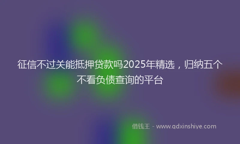 征信不过关能抵押贷款吗2025年精选，归纳五个不看负债查询的平台