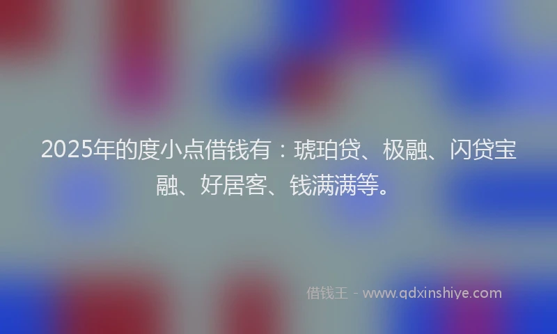 2025年的度小点借钱有：琥珀贷、极融、闪贷宝融、好居客、钱满满等。