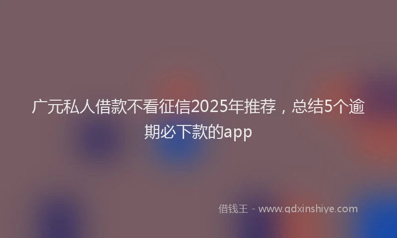 广元私人借款不看征信2025年推荐，总结5个逾期必下款的app