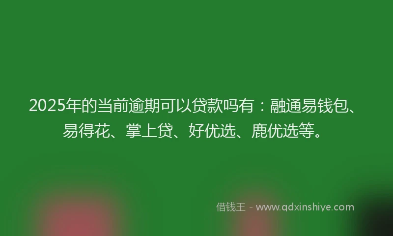 2025年的当前逾期可以贷款吗有：融通易钱包、易得花、掌上贷、好优选、鹿优选等。
