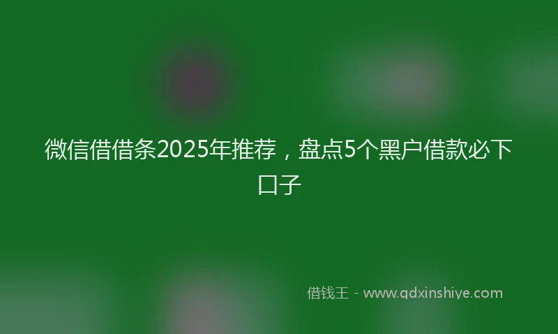 微信借借条2025年推荐，盘点5个黑户借款必下口子
