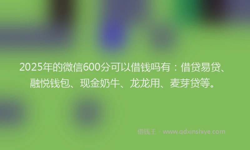 2025年的微信600分可以借钱吗有：借贷易贷、融悦钱包、现金奶牛、龙龙用、麦芽贷等。