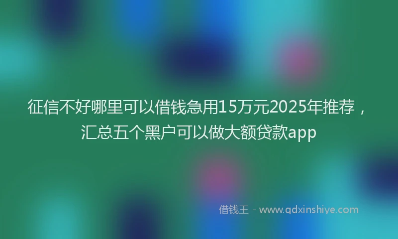 征信不好哪里可以借钱急用15万元2025年推荐，汇总五个黑户可以做大额贷款app