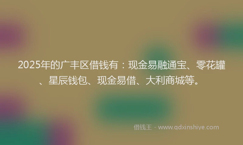 2025年的广丰区借钱有：现金易融通宝、零花罐、星辰钱包、现金易借、大利商城等。