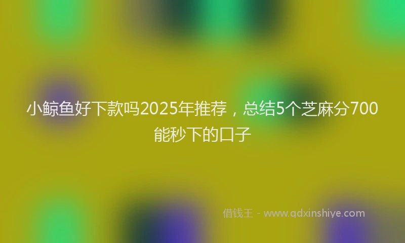 小鲸鱼好下款吗2025年推荐，总结5个芝麻分700能秒下的口子