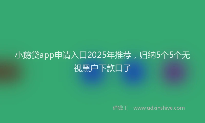 小鹅贷app申请入口2025年推荐，归纳5个5个无视黑户下款口子