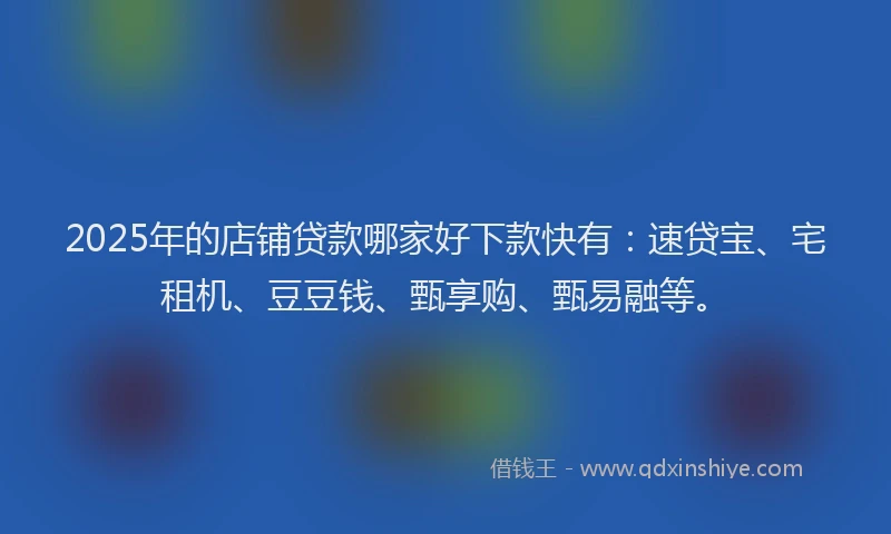 2025年的店铺贷款哪家好下款快有：速贷宝、宅租机、豆豆钱、甄享购、甄易融等。