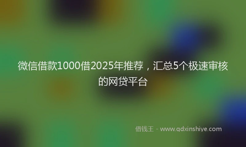 微信借款1000借2025年推荐，汇总5个极速审核的网贷平台