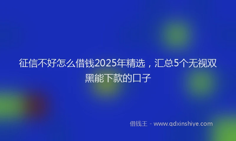 征信不好怎么借钱2025年精选，汇总5个无视双黑能下款的口子