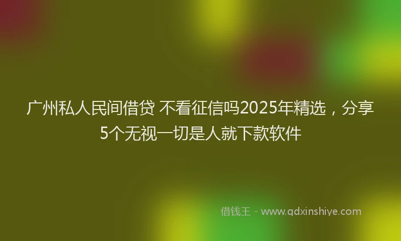 广州私人民间借贷 不看征信吗2025年精选，分享5个无视一切是人就下款软件