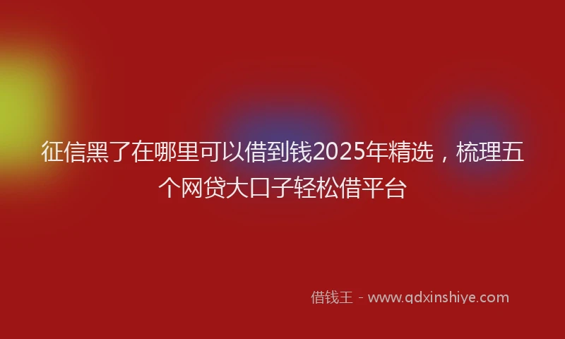 征信黑了在哪里可以借到钱2025年精选，梳理五个网贷大口子轻松借平台
